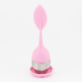 1pc Tea Infuser Silicone Handle Stainless Steel Strainer Drip Tray Included - Loose Tea Steeper - Best Tea Infuser For Loose Leaf Or Herbal Tea (Color: 1 Pack Pink)