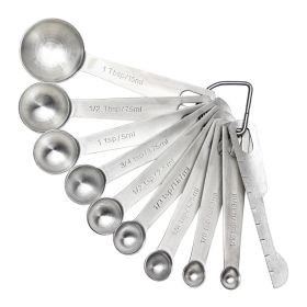 Measuring Spoons: U-Taste 18/8 Stainless Steel Measuring Spoons Set of 9 Piece: 1/16 tsp;  1/8 tsp;  1/4 tsp;  1/3 tsp;  1/2 tsp;  3/4 tsp;  1 ts (type: 10 pieces)